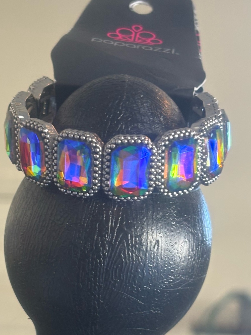 Paparazzi Rainbow Aurora Stone Stretch Bracelet - Multicolor oil spill - Picture 1 of 2